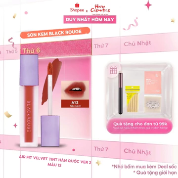 Son Kem Black Rouge Air Fit Velvet Tint Hàn Quốc Ver 2 Màu 12 Nắp Tím Chất Son Mềm, Mịn Và Không Lộ Vân Môi