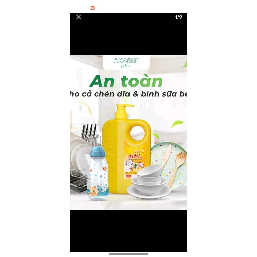 Nước rửa chén Okashi đánh bay mọi vết dầu mỡ