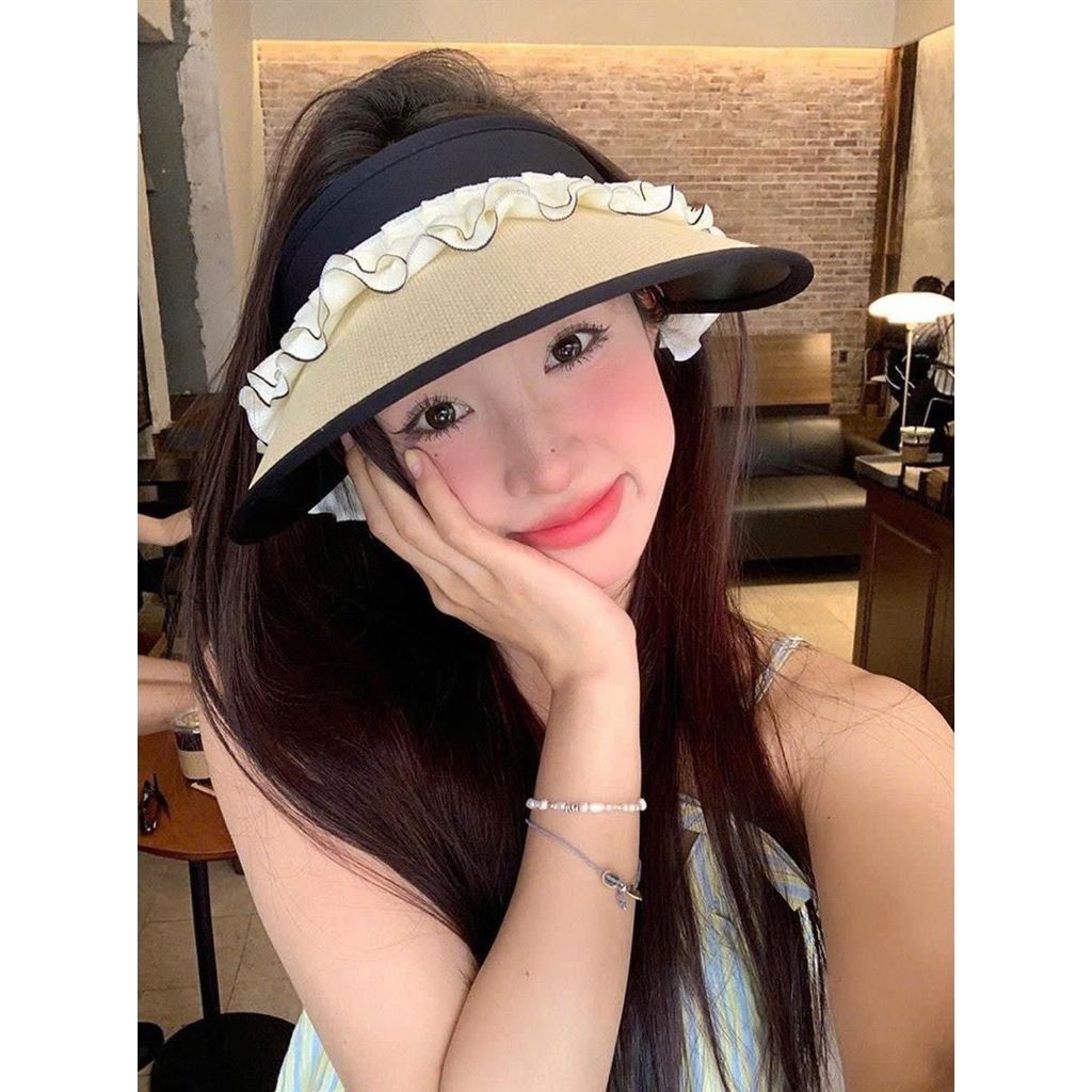 👒 Mũ Nửa Đầu Viền Bèo Nơ Xinh – Phong Cách Thanh Lịch, Chống Nắng Hiệu Quả