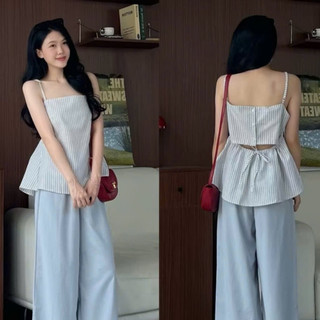 Áo 2 Dây Thiết Kế Khoét Lưng Sọc Dọc Cao Cấp - Áo Hai Dây Nữ Dây Rút Eo Tôn Dáng Phong Cách Hàn Quốc