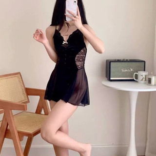 Váy Ngủ Lụa mềm mại Phối Ren Hai Dây Thiết Kế  Sexy-Đầm lụa thướt tha