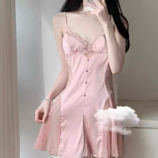 Váy Ngủ Lụa mềm mại Phối Ren Hai Dây Thiết Kế  Sexy-Đầm lụa thướt tha