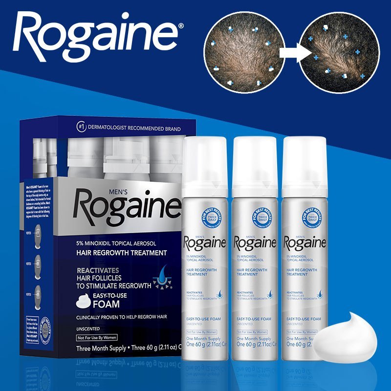 Bọt Mọc Tóc Rogaine 5% cho Nam/Giải pháp cho tóc thưa/hói đầu