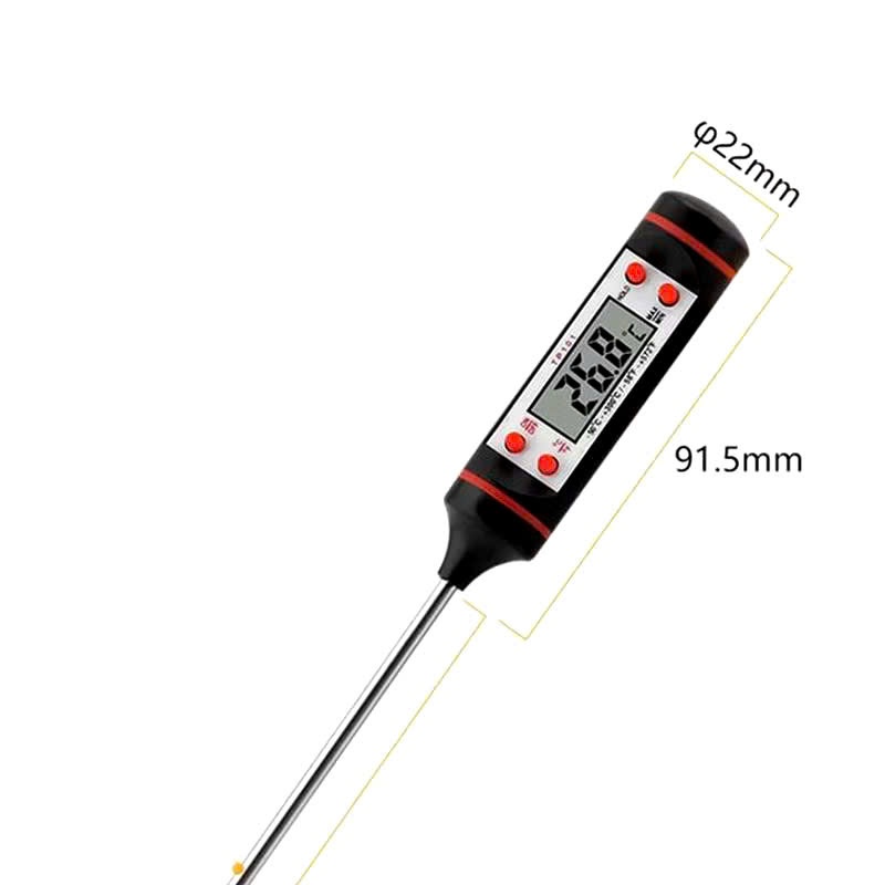 Nhiệt Kế Điện Tử Đo Nước Sữa Thực Phẩm Đầu Inox 304 Chính Xác Cao Màn Hình LCD