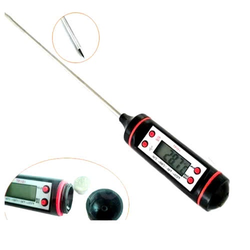 Nhiệt Kế Điện Tử Đo Nước Sữa Thực Phẩm Đầu Inox 304 Chính Xác Cao Màn Hình LCD