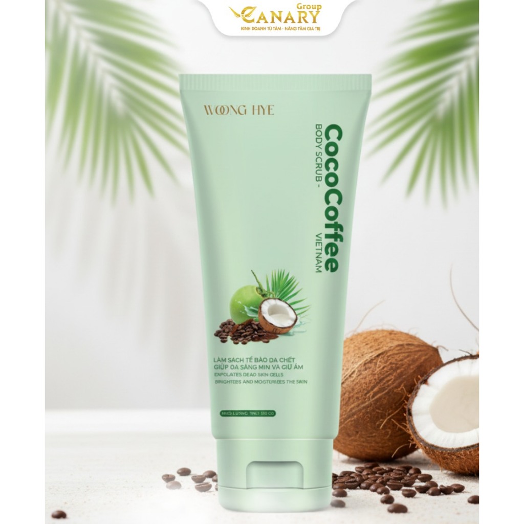 Sữa tẩy tế bào chết body dừa cà phê, dưỡng ẩm, cho da mềm mịn Woong Hye, 150gr - COCOCOFFEE BODY SCRUB