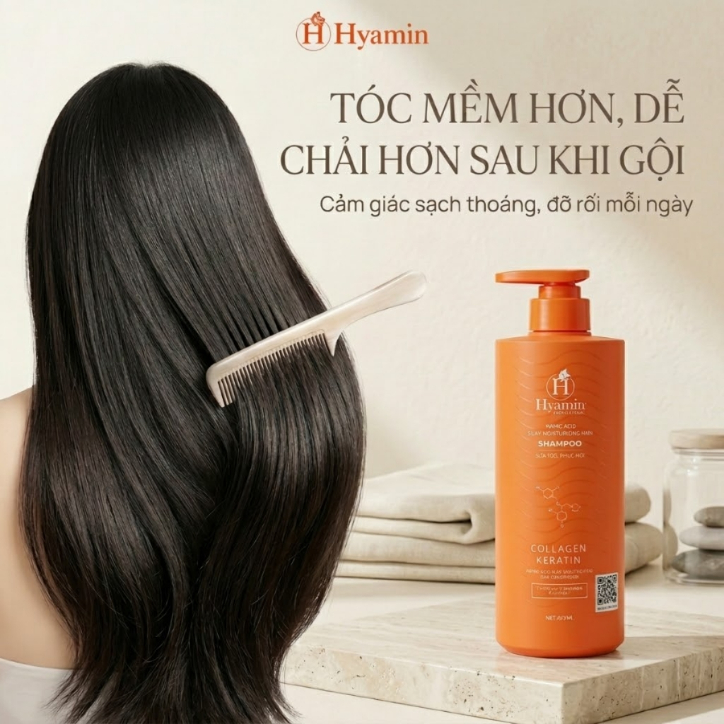 Dầu gội Sạch Gàu Hyamin 800ml - Bảo hành khô tóc sau 10 ngày gội, Sạch Gàu Giảm Ngứa, Không khô bết tóc, Mùi Dễ Chịu