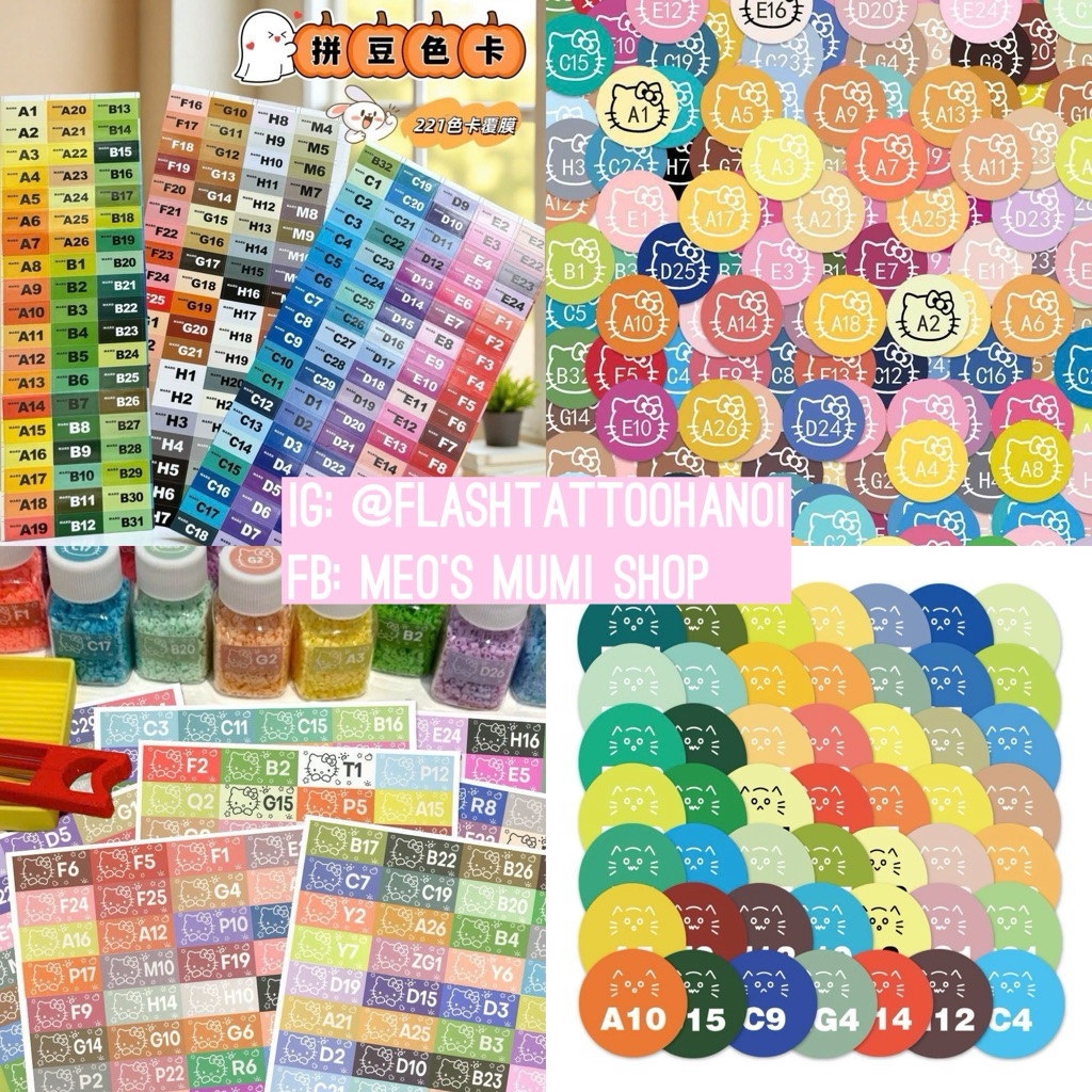 Sticker nhãn 295 mã màu hạt nhựa ủi - hama beads - nhãn dán màu hạt ...