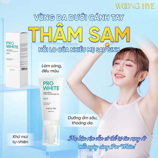 Kem dưỡng trắng, giảm thâm nách Woong Hye 4 IN 1, khử mùi và kiểm soát mồ hôi 50g - PRO WHITE
