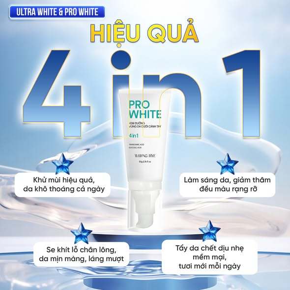 Kem dưỡng trắng, giảm thâm nách Woong Hye 4 IN 1, khử mùi và kiểm soát mồ hôi 50g - PRO WHITE