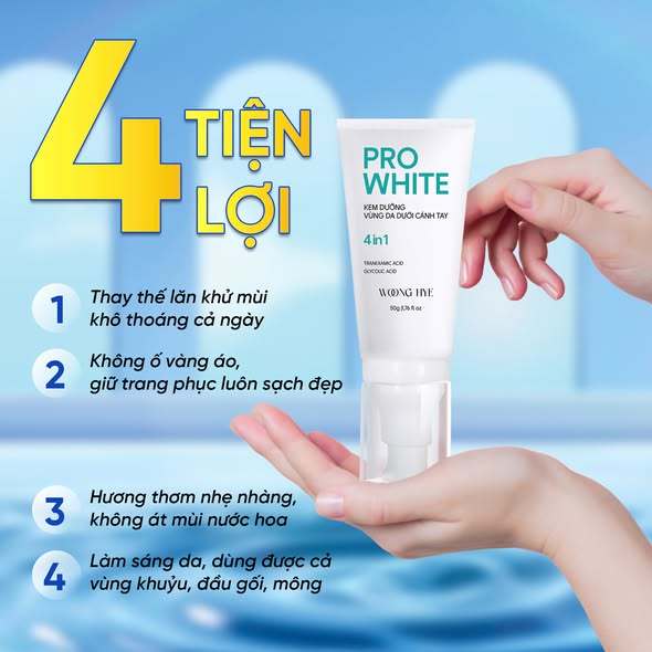 Kem dưỡng trắng, giảm thâm nách Woong Hye 4 IN 1, khử mùi và kiểm soát mồ hôi 50g - PRO WHITE