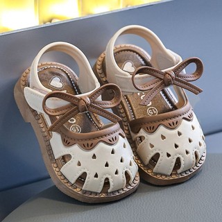 Giày sandal tập đi cho bé gắn nơ siêu xinh, dép mềm đế êm chống trơn trượt