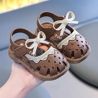 Giày sandal tập đi cho bé gắn nơ siêu xinh, dép mềm đế êm chống trơn trượt