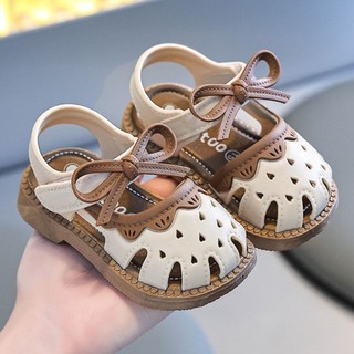 Giày sandal tập đi cho bé gắn nơ siêu xinh, dép mềm đế êm chống trơn trượt