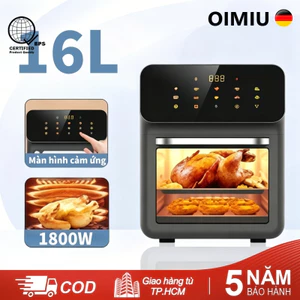 OIMIU Nồi Chiên Không Dầu 16L Màn hình cảm ứng LED Air Fryer Chảo Chống Dính, công suất mạnh 1800W