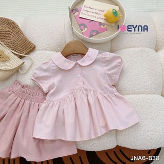 Set Bộ Áo Babydoll Cổ Sen Phối Quần Đùi Hồng Xinh Xắn Cho Bé Gái Đi Học Đi Chơi Size từ 8-24 kg