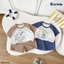 Bộ cotton hoạ tiết cho bé, bộ thun basic cổ tròn bé trai cá tính