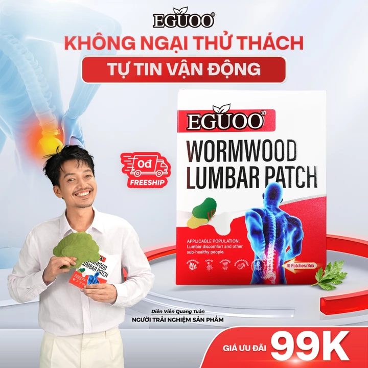 Miếng Dán Thảo Mộc EGUOO Hỗ Trợ Giảm Đau Lưng, Đau Thắt Lưng, Tê Mỏi Cơ Thể - Hộp 10 Miếng