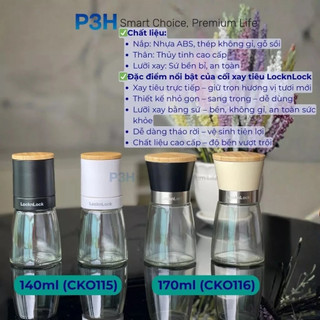 Hũ Xay Tiêu Thủy Tinh LocknLock CKO116 170ml – Lọ Xay Gia Vị Cao Cấp, Nắp Xoay Tiện Lợi