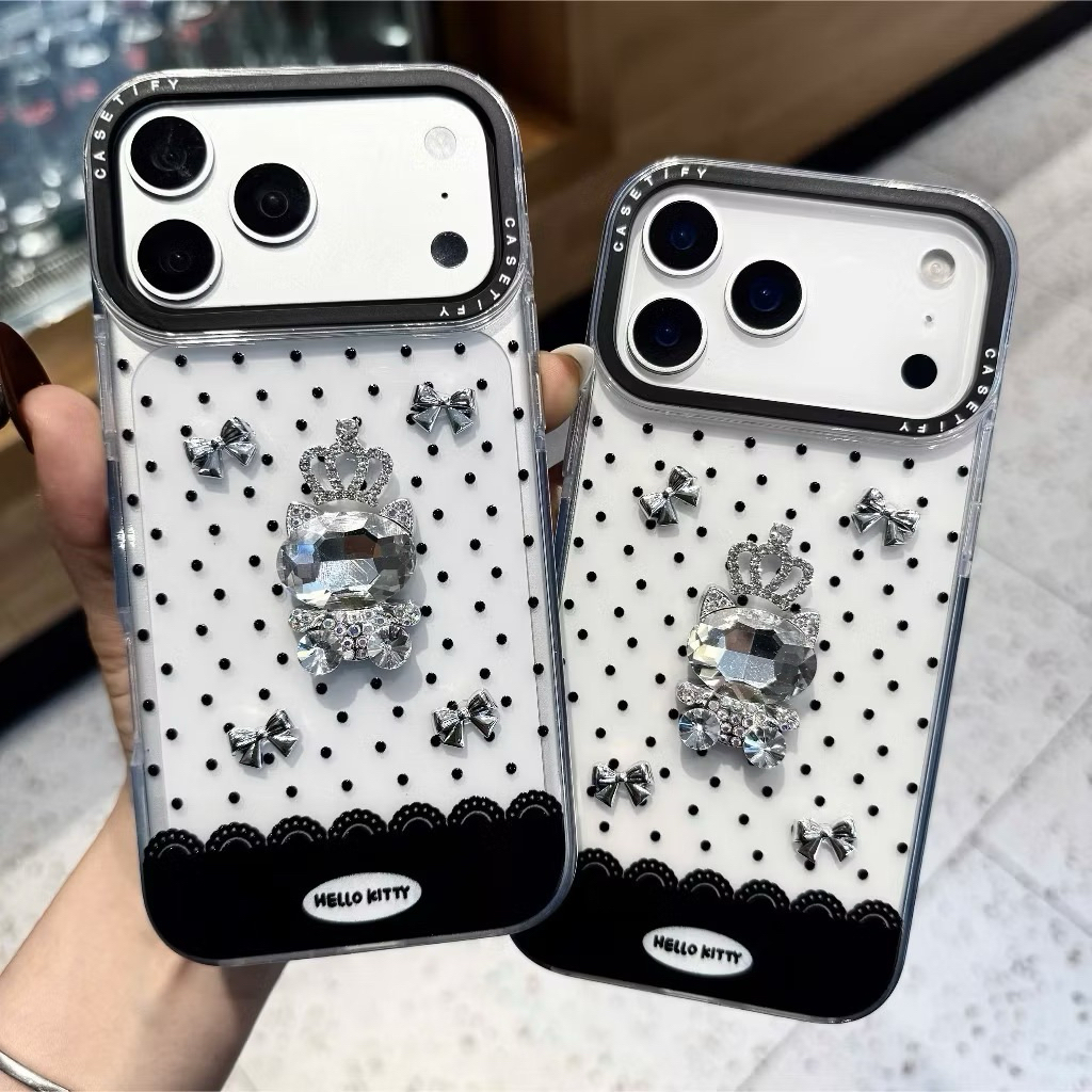 Ốp Lưng Iphone Kitty Đính Đá Nơ Đen Sang Chảnh Kitty Crystal Series - Nắng Case