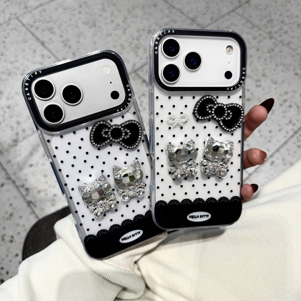 Ốp Lưng Iphone Kitty Đính Đá Nơ Đen Sang Chảnh Kitty Crystal Series - Nắng Case