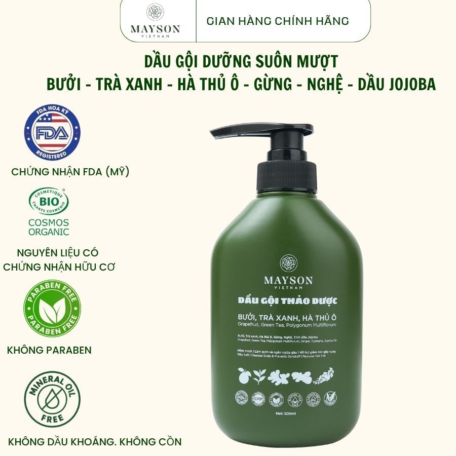 Dầu Gội Đầu Dưỡng Suôn Mượt, Dầu Gội Thảo Dược Sạch Da Đầu Giảm Gãy Rụng Tinh Chất Tự Nhiên MaySon