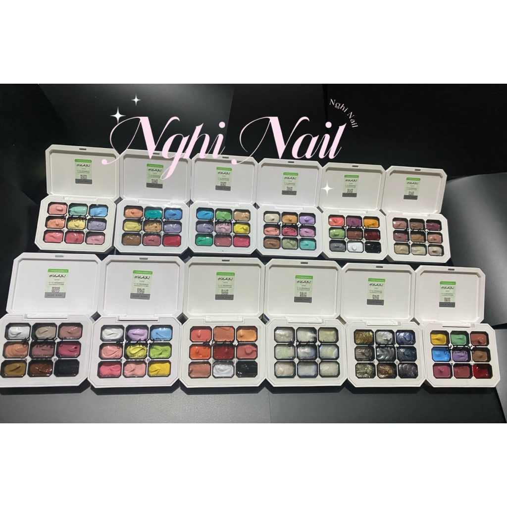Gel dặm ombre Huaxi 9 màu chính hãng - Set 9 màu gel vẽ, dặm ombre chất mịn mướt, không vón cục