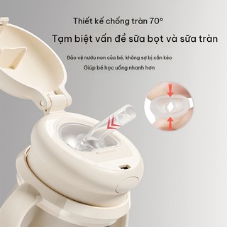 Youkebei Bình Giữ Nhiệt Cho Bé Inox 316 – 6 Lớp, Ống Hút 70° Chống Sặc, Có Khóa, Không Rò Rỉ