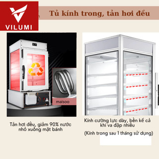 Tủ Hấp Nóng Bánh Bao, Trưng Bày Và Bảo Quản, Kính Cường Lực Và Inox Không Gỉ Chính Hãng-VILUMI