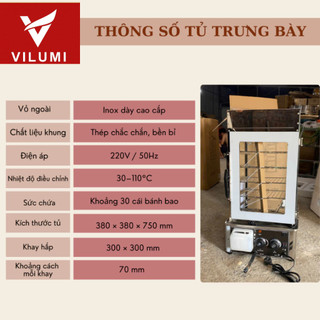 Tủ Hấp Nóng Bánh Bao, Trưng Bày Và Bảo Quản, Kính Cường Lực Và Inox Không Gỉ Chính Hãng-VILUMI