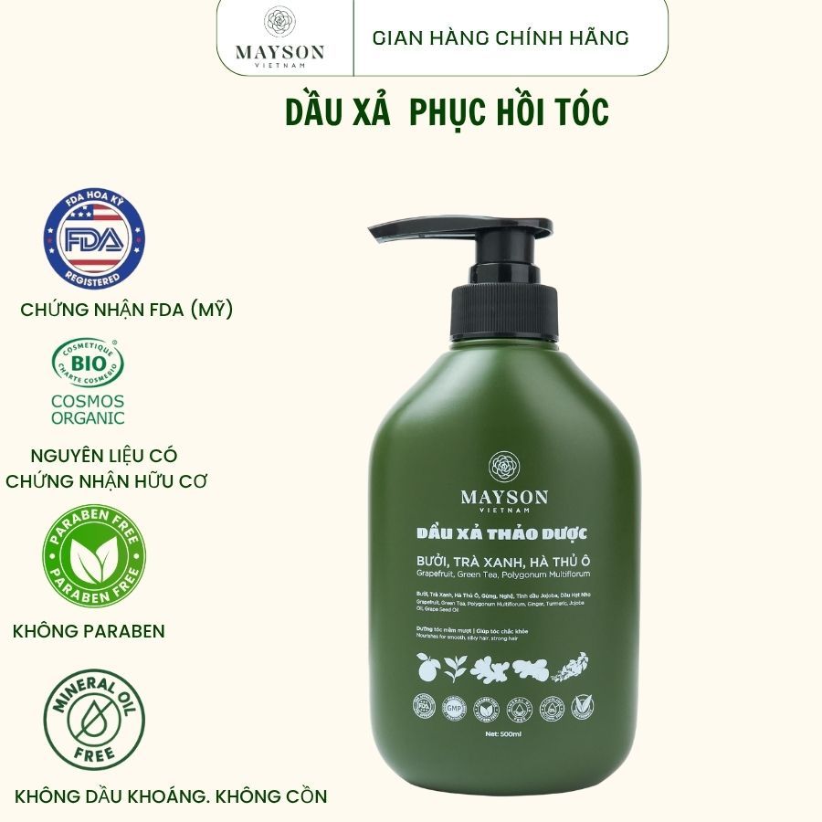 Dầu Xả Phục Hồi Tóc MaySon, Dầu Xả Tóc Giảm Gãy Rụng Dưỡng Tóc Mềm Mượt Chuyên Sâu Thảo Mộc Dịu Nhẹ