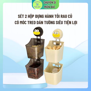 Sét 2 Hộp đựng Hành Tỏi Rau Củ và các vật dụng khác Có Móc Treo Dán Tường Siêu Tiện Lợi