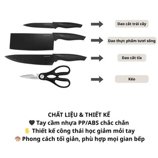Bộ Dao 4 Món LocknLock CKK106S4 – Dao Nhà Bếp Inox Cao Cấp, Sắc Bén, Bền Bỉ