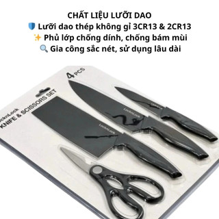 Bộ Dao 4 Món LocknLock CKK106S4 – Dao Nhà Bếp Inox Cao Cấp, Sắc Bén, Bền Bỉ