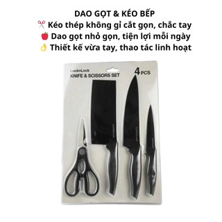 Bộ Dao 4 Món LocknLock CKK106S4 – Dao Nhà Bếp Inox Cao Cấp, Sắc Bén, Bền Bỉ