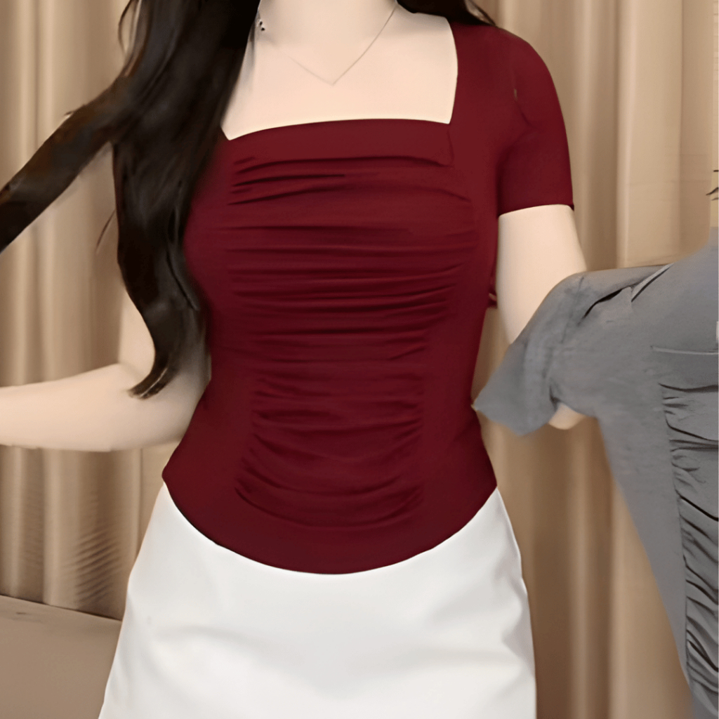 Áo Thun Nữ Cổ Vuông Tay Ngắn Ôm Body Thun Tăm Mềm Mát Bigsize 50-90kg MS596 ESHOP