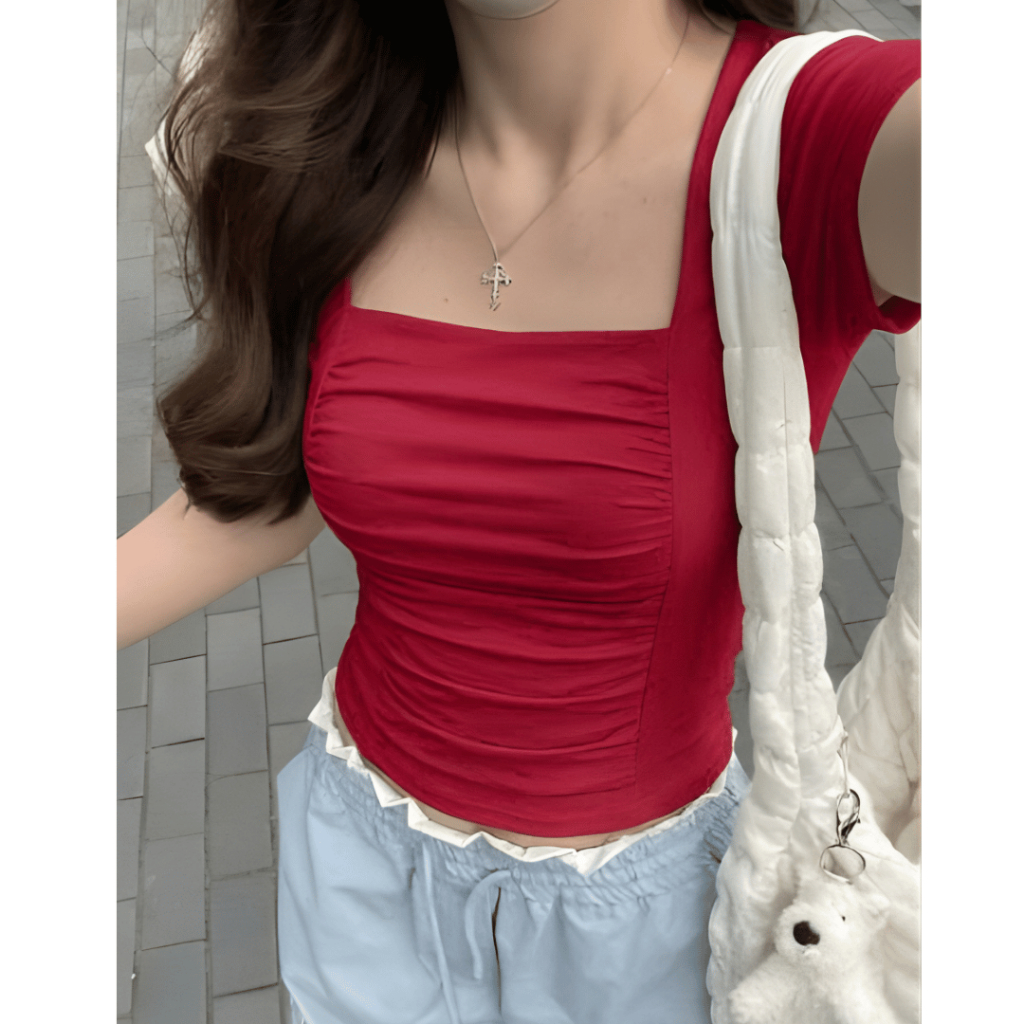 Áo Thun Nữ Cổ Vuông Tay Ngắn Ôm Body Thun Tăm Mềm Mát Bigsize 50-90kg MS596 ESHOP