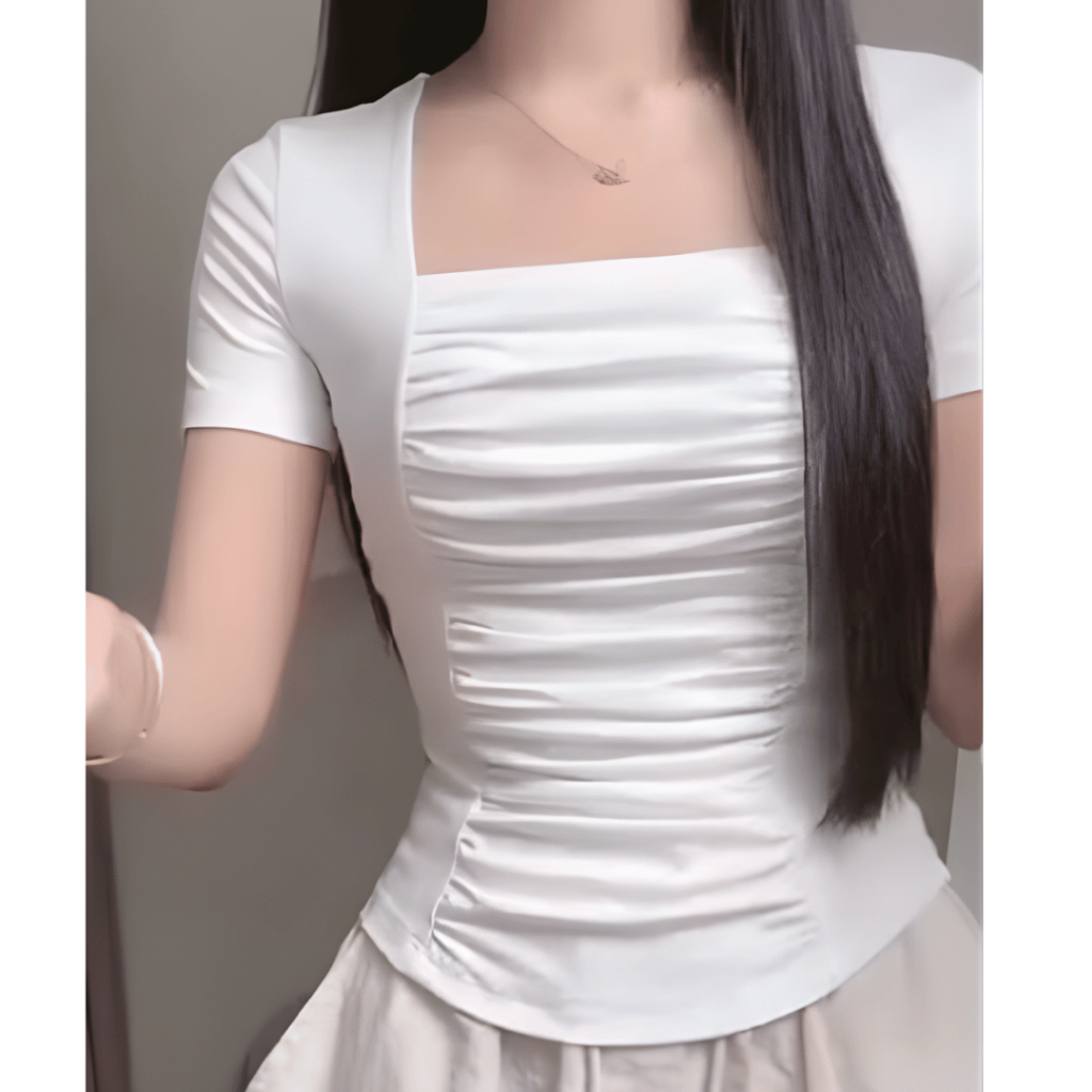 Áo Thun Nữ Cổ Vuông Tay Ngắn Ôm Body Thun Tăm Mềm Mát Bigsize 50-90kg MS596 ESHOP