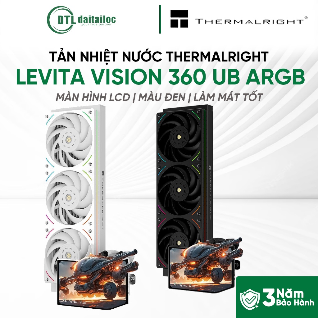 TẢN NHIỆT NƯỚC THERMALRIGHT LEVITA VISION 360 UB ARGB MÀN HÌNH LCD ĐEN & TRẮNG | CHÍNH HÃNG  | BẢO HÀNH 36 THÁNG