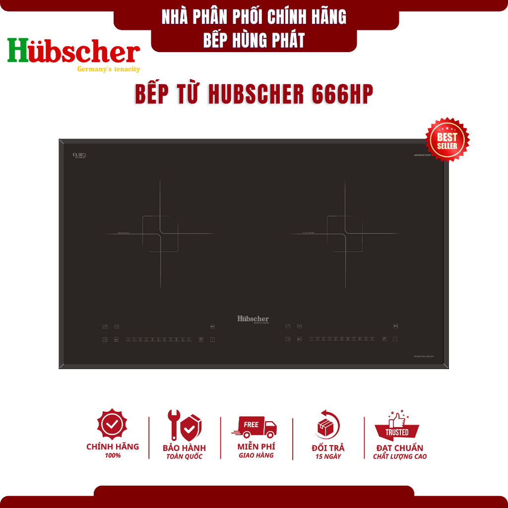 Bếp Từ Đôi HUBSCHER 666HP NEW 2026, BOOSTER Nấu Nhanh & INVERTER Tiết ...