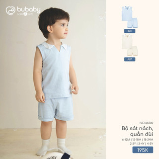 6m-4y | Bubaby Bộ sát nách quần đùi IVC144300 cao cấp chất liệu mềm mại mỏng nhẹ thoáng mát an toàn cho da bé