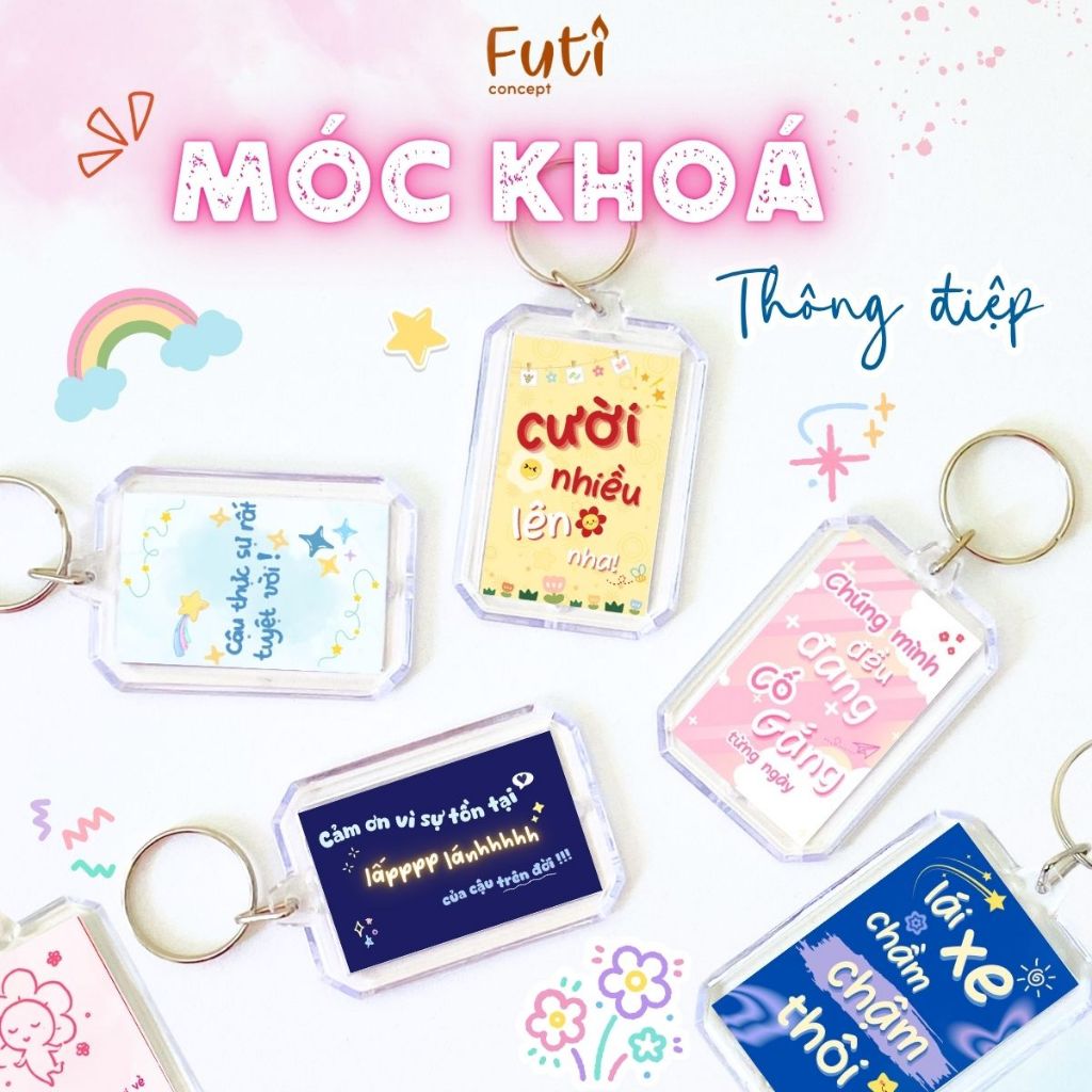 Móc Khoá Thông Điệp – Phụ Kiện Dễ Thương, Mang Ý Nghĩa Tích Cực, Tặng Bạn Bè, Người Yêu, Đồng Nghiệp