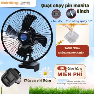 [Có Xoay] Quạt Tích Điện Dùng Liên Tục Nhiều Giờ 22w, Quạt Makita Để Bàn 2 Cấp Độ Gió Siêu Mát