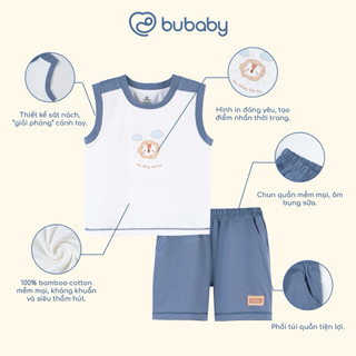 6m-4y | Bubaby Bộ sát nách cổ tròn Little Sunshine IBC1404LS cao cấp chất liệu mềm nhẹ thoáng mát an toàn cho da bé