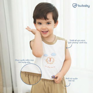 6m-4y | Bubaby Bộ sát nách cổ tròn Little Sunshine IBC1404LS cao cấp chất liệu mềm nhẹ thoáng mát an toàn cho da bé