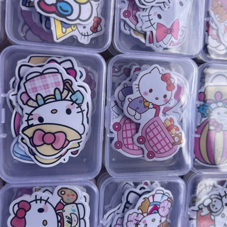 Khay 36 hộp sticker mèo kitty dán trang trí có hộp nhựa AMX-676