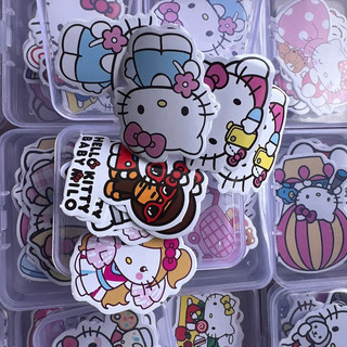 Khay 36 hộp sticker mèo kitty dán trang trí có hộp nhựa AMX-676