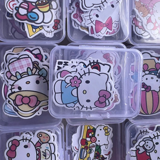 Khay 36 hộp sticker mèo kitty dán trang trí có hộp nhựa AMX-676