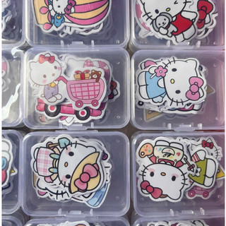 Khay 36 hộp sticker mèo kitty dán trang trí có hộp nhựa AMX-676