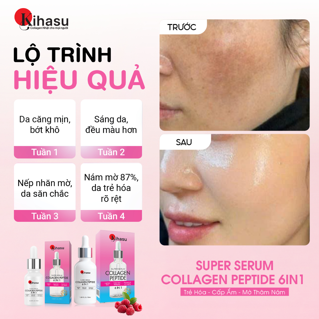 Serum Collagen KIHASU Dưỡng Sáng Da Mờ Thâm Nám Phục Hồi Chống Lão Hóa